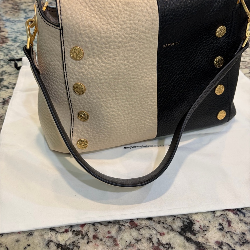 Hammitt Black and Cream Bryant Leather Shoulder Bag. Used